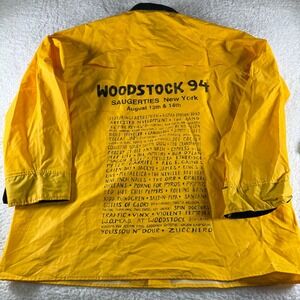 Rare Vintage ACADIA Woodstock 94‎ 1994 Music Festival Rain Jacket 90s Yellow L